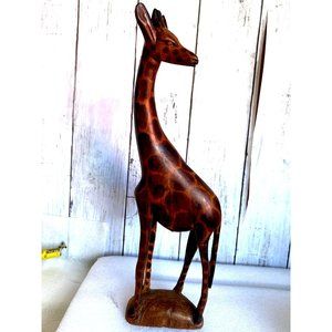 Hand Carved Wood Wooden Giraffe Animal Figurine Sculpture hand carved